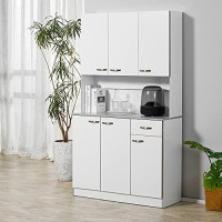Homcom 71 Freestanding Buffet With Hutch, Kitchen Storage Cabinets, Pantry With 6 Doors, 3 Adjustable Shelves, And Drawer For Living Room, White