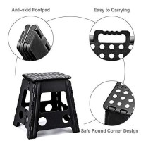 Acko Folding Step Stool 16 Inch Stool 400 Lb Weight Capacity Plastic Foldable Step Stools For Adults And Kids, Folding Stool Suitable For Kitchen, Stepping Stool With Handle Black Step Stool 1Pc