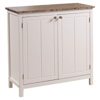 Pilaster Designs - White With Marble Finish Top Kitchen Island Storage Cabinet
