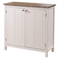 Pilaster Designs - White With Marble Finish Top Kitchen Island Storage Cabinet