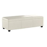 Belleze 47 Inch Storage Ottoman, Faux Leather Storage Bench Bedroom Bench With Safety Close Hinge, Ottoman With Storage For Living Room, Entryway, Hallway, Foot Rest, Support 300Lbs - Cream