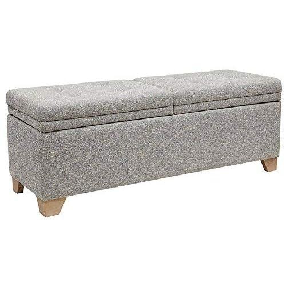 Madison Park Ashcroft Storage Ottoman - Solid Wood, Polyester Fabric Toy Storage Bench - Light Taupe, Modern Style Ottoman With Storage - 1 Piece Lift Top Storage Seat