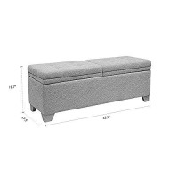 Madison Park Ashcroft Storage Ottoman - Solid Wood, Polyester Fabric Toy Storage Bench - Light Taupe, Modern Style Ottoman With Storage - 1 Piece Lift Top Storage Seat