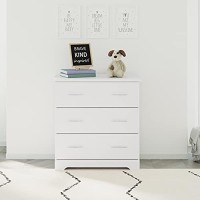 Storkcraft Brookside 3 Drawer Chest White Kids Bedroom Dresser With 3 Drawers, Wood And Composite Construction, Ideal For Nursery Toddlers Room Kids Room