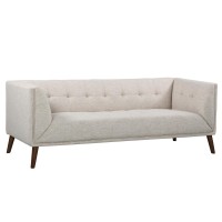 Armen Living Hudson Sofa In Beige Linen And Walnut Wood Finish