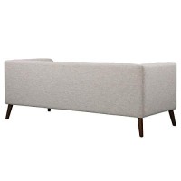 Armen Living Hudson Sofa In Beige Linen And Walnut Wood Finish