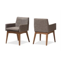 Baxton Studio Nexus Dining Arm Chair In Gray And Brown (Set Of 2)