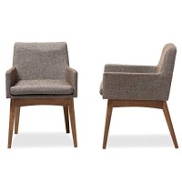 Baxton Studio Nexus Dining Arm Chair In Gray And Brown (Set Of 2)
