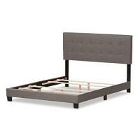 Baxton Studio Brookfield Tufted Queen Panel Bed In Gray