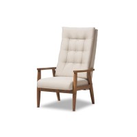 Baxton Studio Roxy Tufted Accent Chair In Light Beige And Brown