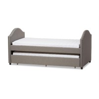 Baxton Studio Alessia Upholstered Daybed With Trundle In Gray Fabric