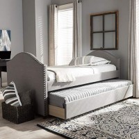 Baxton Studio Alessia Upholstered Daybed With Trundle In Gray Fabric