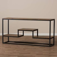 Baxton Studio Doreen Console Table In Antique Black And Weathered Oak