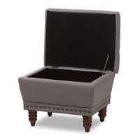 Baxton Studio Annabelle Tufted Storage Ottoman In Gray And Walnut