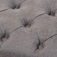 Baxton Studio Annabelle Tufted Storage Ottoman In Gray And Walnut