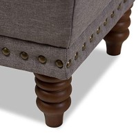 Baxton Studio Annabelle Tufted Storage Ottoman In Gray And Walnut