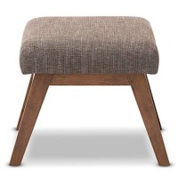 Baxton Studio Aberdeen Upholstered Ottoman In Gravel Gray And Walnut