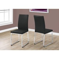 Monarch Dining Chair - 2Pcs / 38 H/Black Leather-Look/Chrome