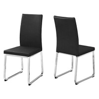 Monarch Dining Chair - 2Pcs / 38 H/Black Leather-Look/Chrome