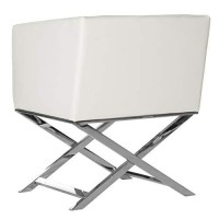 Safavieh Home Collection Celine White And Chrome Modern Glam Bonded Leather Cross Leg Chair