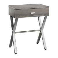 Monarch Specialties I Night Stand Accent Table, 2200 X 1200 X 1800, Dark Taupechrome Metal