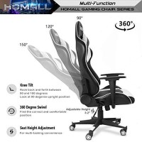 Homall Gaming Chair, Office Chair High Back Computer Chair Leather Desk Chair Racing Executive Ergonomic Adjustable Swivel Task Chair With Headrest And Lumbar Support (White)