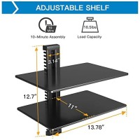 Perlesmith Floating Av Shelf Double Wall Mount Tv Shelf - Holds Up To 176Lbs - Dvd Dvr Component Shelf - Perfect For Xbox, Projector, Wifi Router, Game Console And Cable Box, Psdsk2