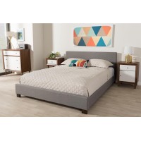 Baxton Studio Elizabeth Upholstered Queen Platform Bed In Gray