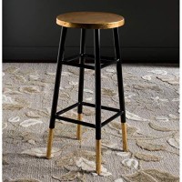 Safavieh Home Collection Emery Black And Dipped Gold Leaf 30-Inch Barstool