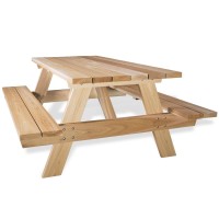 All Things Cedar Pt70 6-Ft Cedar Picnic Table With Attached Benches