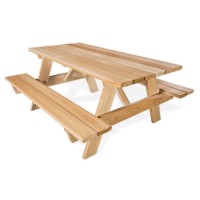 All Things Cedar Pt70 6-Ft Cedar Picnic Table With Attached Benches