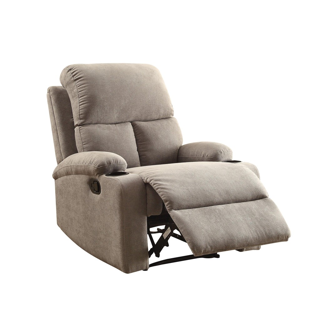 Acme Rosia Fabric Upholstered Motion Recliner With Pillow Top Armrest In Gray