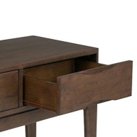 Simplihome Harper Solid Wood 54 Inch Wide Mid Century Modern Console Sofa Entryway Table In Walnut Brown With Storage, 3 Drawers , For The Living Room, Entryway And Bedroom