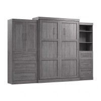 Bestar Pur Queen Murphy Bed And 2 Multifunctional Shelving Units With Drawers, 126-Inch Wall Bed