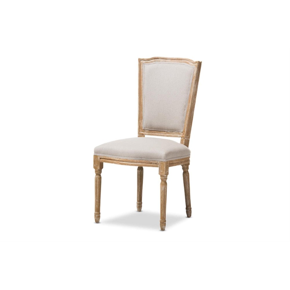 Baxton Studio Cadencia Dining Side Chair In Weathered Oak And Beige