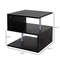 Homcom 20 Modern End Table, Accent Side Table, S-Shaped Coffee Table With Storage Shelf And Steel Poles, Black