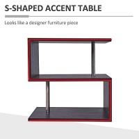 Homcom 20 Modern End Table, Accent Side Table, S-Shaped Coffee Table With Storage Shelf And Steel Poles, Black