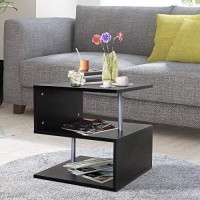 Homcom 20 Modern End Table, Accent Side Table, S-Shaped Coffee Table With Storage Shelf And Steel Poles, Black