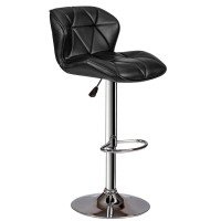 Poundex Bobkona Frances Set Of Two Adjustable Pu Bar Stool In Black