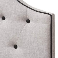 Baxton Studio Windsor Modern And Contemporary Dark Grey Fabric Upholstered Scalloped Buttoned Queen Size Headboard