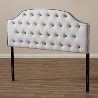 Baxton Studio Windsor Modern And Contemporary Dark Grey Fabric Upholstered Scalloped Buttoned Queen Size Headboard