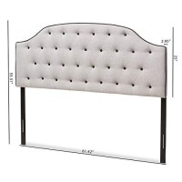 Baxton Studio Windsor Modern And Contemporary Dark Grey Fabric Upholstered Scalloped Buttoned Queen Size Headboard