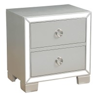 Acme Voeville Ii Square 2-Drawers Wooden Bedroom Nightstand In Platinum Pewter