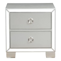Acme Voeville Ii Square 2-Drawers Wooden Bedroom Nightstand In Platinum Pewter