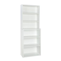 Closetmaid Bookshelf With 6 Shelf Tiers, Adjustable Shelves, Tall Bookcase Hutch, Sturdy Wood With Closed Back Panel, White Finish