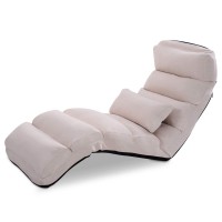 Giantex Folding Lazy Sofa Chair Stylish Sofa Couch Beds Lounge Chair Wpillow (Coffee)