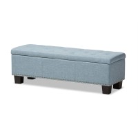 Baxton Studio Hannah Modern And Contemporary Light Blue Fabric Upholstered Button-Tufting Storage Ottoman Bench