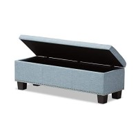 Baxton Studio Hannah Modern And Contemporary Light Blue Fabric Upholstered Button-Tufting Storage Ottoman Bench