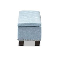 Baxton Studio Hannah Modern And Contemporary Light Blue Fabric Upholstered Button-Tufting Storage Ottoman Bench