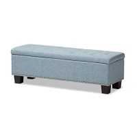 Baxton Studio Hannah Modern And Contemporary Upholstered Button-Tufting Storage Ottoman Bench Greyish Beige